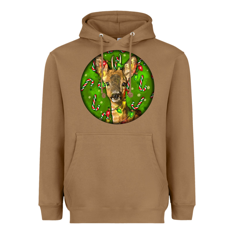 Red Brocket Deer Christmas Heavyweight Hoodie by LillyAllenDesigns | Teevron