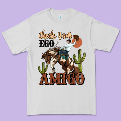 Check Your Ego Amigo Rodeo Cowboy Premium Tee Designed By Maliassmallbusiness