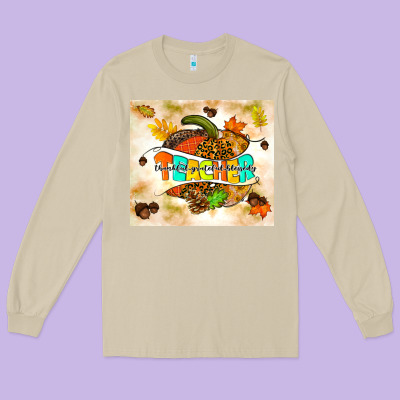 Fall Teacher Pumpkin Long Sleeve Tee Designed By Tumblerdesignbyshophia