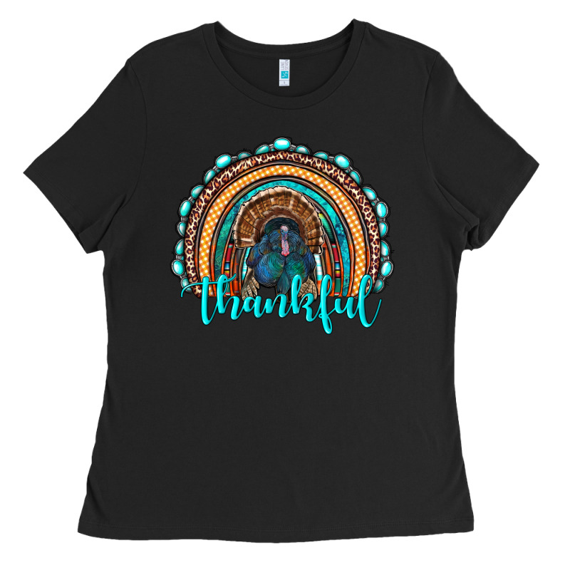 Western Thanksgiving Rainbow With Turkey Ladies Tee by RanaPortraitStore | Teevron