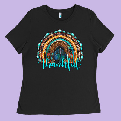 Western Thanksgiving Rainbow With Turkey Ladies Tee Designed By Ranaportraitstore