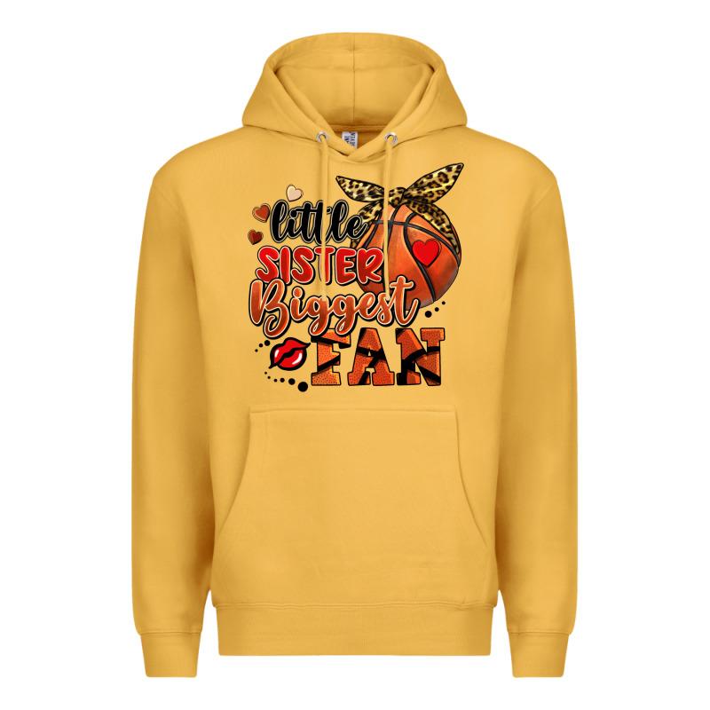 Little Sister Biggest Fan Basketball Premium Hoodie by FaDigitalArtStudio | Teevron