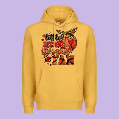Little Sister Biggest Fan Basketball Premium Hoodie Designed By Fadigitalartstudio