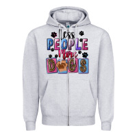 Heather Grey less people more dogs Zipper Hoodie - FaDigitalArtStudio