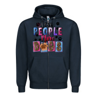 Navy less people more dogs Zipper Hoodie - FaDigitalArtStudio