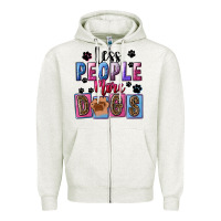 Oatmeal Heather less people more dogs Zipper Hoodie - FaDigitalArtStudio