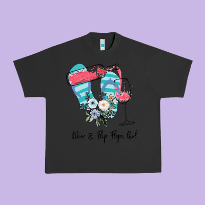 Wine Flip Flops Girl Urban Heavy Tee Designed By Bettercallsaul
