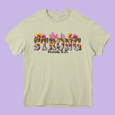 She Is Strong Proverbs 31 25 Heavy Core Tee Designed By Nancycooperartshop
