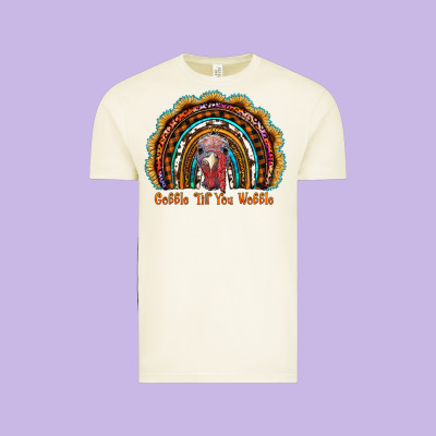 Gobble Till You Wobble Thanksgiving Rainbow Vintage Tee Designed By Ranaportraitstore