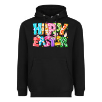Black Happy Easter Heavyweight Hoodie - CowhideDigitalArt