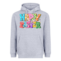 Heather Grey Happy Easter Heavyweight Hoodie - CowhideDigitalArt