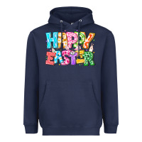 Navy Happy Easter Heavyweight Hoodie - CowhideDigitalArt