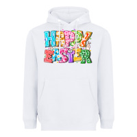 White Happy Easter Heavyweight Hoodie - CowhideDigitalArt