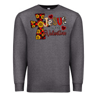 Charcoal Heather Jesus is My Valentine Cross Premium Sweatshirt - CowhideDigitalArt