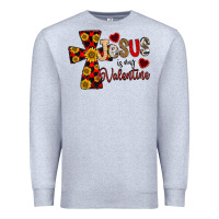 Heather Grey Jesus is My Valentine Cross Premium Sweatshirt - CowhideDigitalArt
