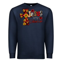 Navy Jesus is My Valentine Cross Premium Sweatshirt - CowhideDigitalArt