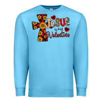 Ocean Blue Jesus is My Valentine Cross Premium Sweatshirt - CowhideDigitalArt