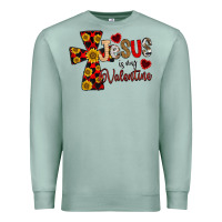 Seafoam Jesus is My Valentine Cross Premium Sweatshirt - CowhideDigitalArt