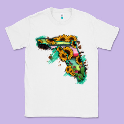 Florida Map With Sunflower And Serape Cactus Classic Tee Designed By Bettercallsaul