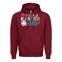 Burgundy Happy Easter Y'all Zipper Hoodie - BundleAndBundleShop
