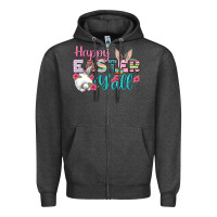 Charcoal Heather Happy Easter Y'all Zipper Hoodie - BundleAndBundleShop