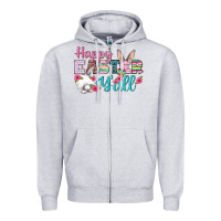 Heather Grey Happy Easter Y'all Zipper Hoodie - BundleAndBundleShop
