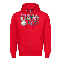 Red Happy Easter Y'all Zipper Hoodie - BundleAndBundleShop