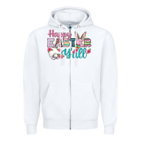 White Happy Easter Y'all Zipper Hoodie - BundleAndBundleShop