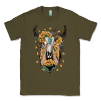 Army Green sunflower boho bull skull with hands Classic Tee - RanaPortraitStore