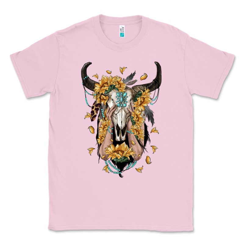 Sunflower Boho Bull Skull With Hands Classic Tee by RanaPortraitStore | Teevron