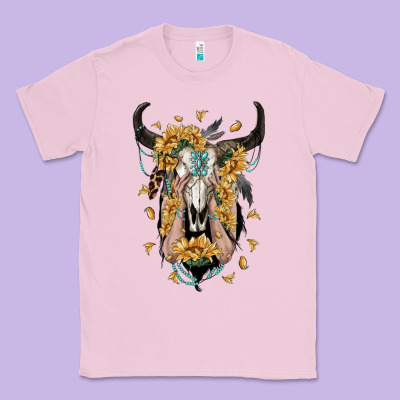 Sunflower Boho Bull Skull With Hands Classic Tee Designed By Ranaportraitstore