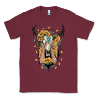 Burgundy sunflower boho bull skull with hands Classic Tee - RanaPortraitStore