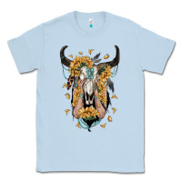 Dusty Blue sunflower boho bull skull with hands Classic Tee - RanaPortraitStore