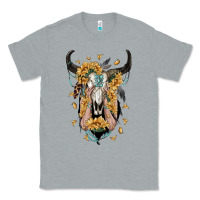Heather Grey sunflower boho bull skull with hands Classic Tee - RanaPortraitStore