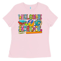 Bubblegum Pink welcome school Ladies Tee - NancyCooperArtShop