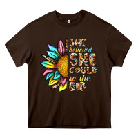 Chocolate Brown she believed she could so she did Heavy Core Tee - NancyCooperArtShop