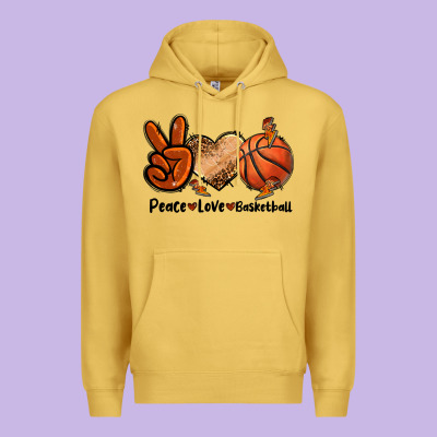 Peace Love Basketball Premium Hoodie Designed By Fadigitalartstudio