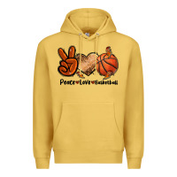 Antique Gold Peace Love Basketball Premium Hoodie - FaDigitalArtStudio