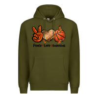 Army Green Peace Love Basketball Premium Hoodie - FaDigitalArtStudio