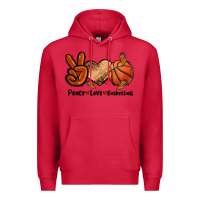 Cardinal Peace Love Basketball Premium Hoodie - FaDigitalArtStudio
