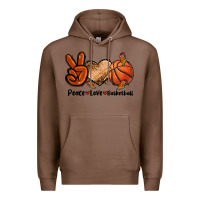Chestnut Peace Love Basketball Premium Hoodie - FaDigitalArtStudio