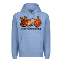 Colony Blue Peace Love Basketball Premium Hoodie - FaDigitalArtStudio