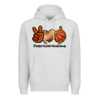 Dove Grey Peace Love Basketball Premium Hoodie - FaDigitalArtStudio
