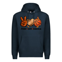 Navy Peace Love Basketball Premium Hoodie - FaDigitalArtStudio