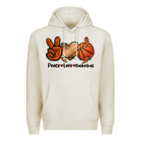 Oatmeal Heather Peace Love Basketball Premium Hoodie - FaDigitalArtStudio