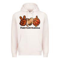 Pale Pink Peace Love Basketball Premium Hoodie - FaDigitalArtStudio