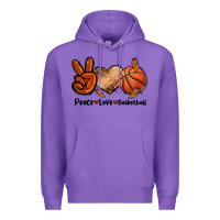 Purple Peace Love Basketball Premium Hoodie - FaDigitalArtStudio