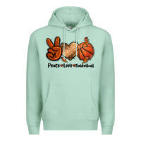 Seafoam Peace Love Basketball Premium Hoodie - FaDigitalArtStudio