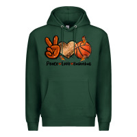 Sports Green Peace Love Basketball Premium Hoodie - FaDigitalArtStudio