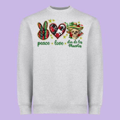Peace Love Dia De Los Muertos Mexico Heavyweight Sweatshirt Designed By Howdyjamesfarm